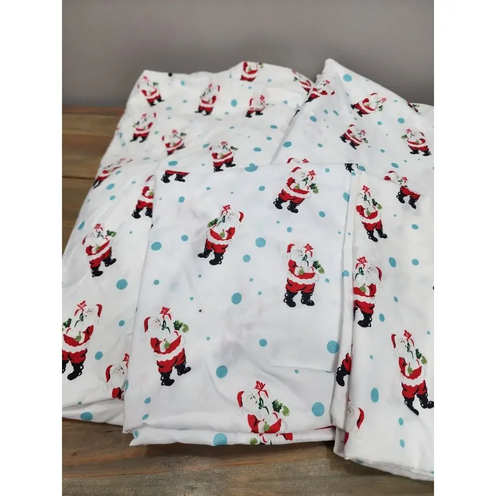 Joyland Santa White Christmas Sheets Full Size 4 Piece Set